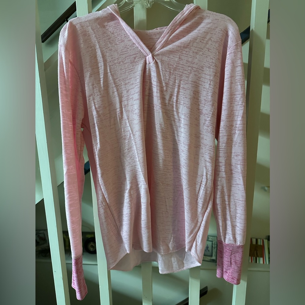 Pink Hoodie Large hooded burnout sweatshirt thumb holes